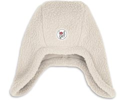 Lodger - Mutsje teddy baby - winter - creme - maat 0-3 maanden - fleece gevoerd