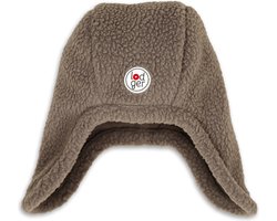 Lodger - Mutsje teddy winter baby - bruin - maat 0-3 maanden - fleece gevoerd
