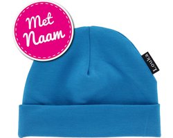 Louka babymutsje met naam turquoise-newborn-blauw