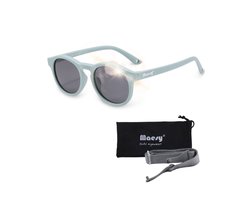 Maesy - baby zonnebril Bowi - 1-3 jaar - flexibel buigbaar - verstelbaar elastiek - gepolariseerde UV400 bescherming- dreumes en peuter - jongens en meisjes - kinder zonnebril rond - licht blauw