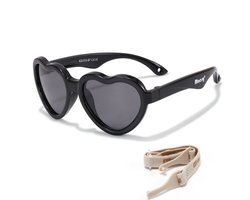 Maesy Baby Zonnebril Maes - 0 t/m 2 Jaar - Elastiek - Flexibel - UV400 Bescherming - Zonnebril Kind Hart - Zwart