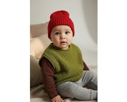 Merinowol Gebreide Baby Muts - Lava 50/56