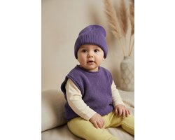 Merinowol Gebreide Baby Muts - Violet 74/80