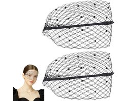 Mesh Veil Hoofdband Zwart Polyester Bruids Bruiloft Sluier Vintage Fascinator - Thee Party Hoofddeksels - Vrouwen - 2 Stks .