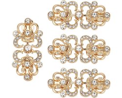 MK Stoer -Vintage Pulloverclips - Bloemen - Cape-sluiting - Strass - Gebreide jas - Sjaalkraag - Retro Legering - Hemdclips - Bloemenbroche - Clip voor Dames - Kleding - Sjaal - Decoraties - Geschikt voor 4 stuks - Allecta