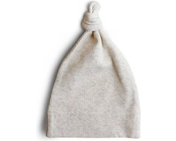 Mushie - Geboorte Muts - Baby Beanie Ribbed - Babymutsjes - Beige Melange