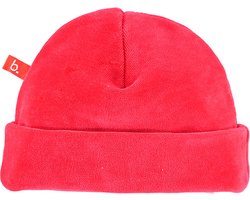 Mutsje velours rood 0-3 maanden rond - Limobasics