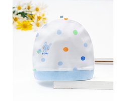 Newborn baby mutsje met print - Blauw - Maat: PREMATURE (45 cm omtrek)