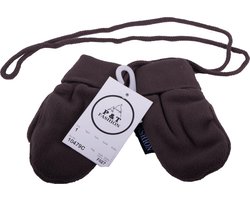 P&T Wanten Baby met Touwtje - Micro Fleece - Donker Bruin - 0-1j