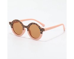 Rammelaartje - Baby- en kinder zonnebril UV400 rond - Zachtroze / Luipaard