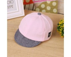 roze Baby Petje - Babypet- Kinderpet - Baby pet - Babycap - Cap - Zomerpetje - Gestreept petje - Petje - Roze - Stof - CHPN