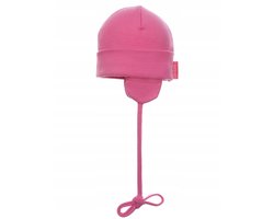 Roze Gebreide Baby Muts met Oorflappen - Maat 39