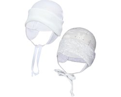 Set van 2 Baby Mutsjes met Oorflappen en Touwtjes voor Pasgeborenen