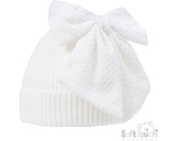 Soft Touch Babymutsje met Strik Ribbed (Off) White Meisjes 0-12 Maanden H668