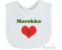 Soft Touch Slabber Slabbetje Slab "Marokko" Unisex Katoen Wit/rood/groen Maat 33x22 Cm