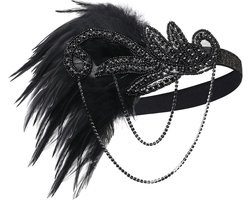 TheLau - Hoofdband dames | Jaren 20 | Great Gatsby kostuum | Haarband met flapperveer
