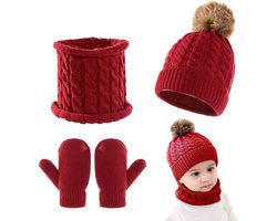 Toddler Winter Set - Gebreide Muts, Sjaal en Handschoenen voor Jongens en Meisjes 0-3 Jaar