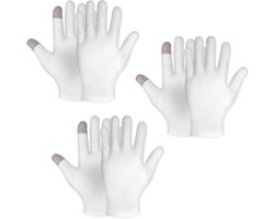 Touch Screen Handschoenen Set van 3 stuks | Wit Katoen | Hydraterende Handschoenen voor 's Nachts | Eczeem Behandeling | Hand Spa Lotion Handschoenen | Reparatie van Droge en Gebarsten Handen