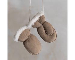 Van Buren Wollen baby & kinder wantjes - 100% schapenvacht - Wantjes van lamsvacht - Taupe | M - 2-4 jaar
