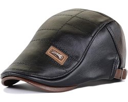 Verstelbare Platte Pet van PU-leer voor Heren - Klassieke Baret voor Herfst en Winter