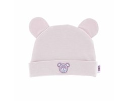 VIB® - Muts met oortjes 'I'M BEARY CUTE' rose smoke (0-3 m) - 1 stuks - Babykleertjes - baby muts - baby muts newborn - baby mutsje - baby cadeau - kraam cadeau - baby aankodiging