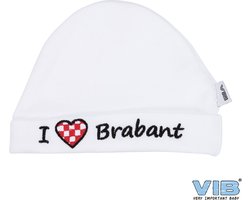 VIB® - Muts rond - I Love Brabant (Wit) - Babykleertjes - baby muts - baby muts newborn - baby mutsje - baby cadeau - kraam cadeau - baby aankodiging