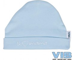 VIB® - Muts rond - Ik (hartje) Mama - (Blauw) - Babykleertjes - baby muts - baby muts newborn - baby mutsje - baby cadeau - kraam cadeau - baby aankodiging