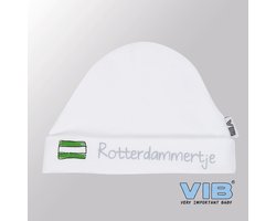 VIB® - Muts rond - Rotterdammertje (Wit) - Babykleertjes - baby muts - baby muts newborn - baby mutsje - baby cadeau - kraam cadeau - baby aankodiging