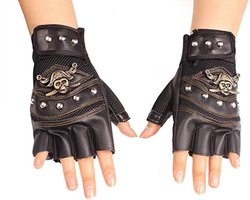 Vingerloze handschoenen met klinknagels voor heren - Punk stijl - Zwarte handschoenen voor outdoor motorrijden