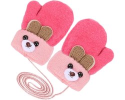 Warme wanten voor kinderen - baby - winterhandschoenen, peuters, schattige cartoon, wanten, schattige gebreide handschoenen, thermische gebreide handschoenen voor 0-4 jaar (rood)