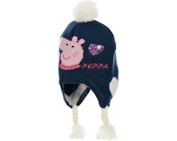 Winter muts Peppa Pig blauw maat 52