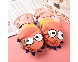 Winter waterdichte vierlaagse wanten Geschikt voor kinderen van 5-10 jaar, warm, cartoonroze