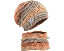 Wintermuts en Sjaal Set voor Dames - Warme Gebreide Beaniemuts met Gewatteerde Voering