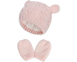 Wintermuts en Wanten Set voor Baby's - Gebreide Warme Beanie en Handschoenen