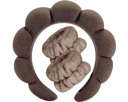Zachte Spa Hoofdband en Polsband Set voor Gezicht Wassen en Make-up