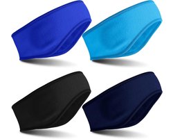 Zeynomax - Set van 4 Kids Fleece Hoofdbanden voor Buiten Sporten - Oorwarmers - Verschillende Kleuren - Maat 21 x 9.5 cm / 8.3 x 3.7 inch.
