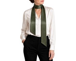Zijden sjaal voor dames, 2-laags van 100% glanzende crêpe-satijnen zijde, 150 x 6,5 cm, effen halsdoek en haarband
