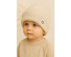 Zoettt - Gebreide kindermuts – warm, zacht & super schattig - creme - 1-4 jaar