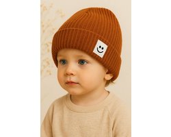 Zoettt - Gebreide kindermuts – warm, zacht & super schattig - roestbruin - 1-4 jaar