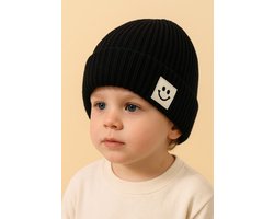 Zoettt - Gebreide kindermuts – warm, zacht & super schattig - zwart - 1-4 jaar