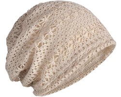 Zomermuts dames - Gehaakte slouch beanie met cutout-hoed - Licht en dun - Vintage stijl - Voor lente en zomer