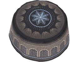 Zwarte hoofddeksel voor heren - Arabisch Omani Turkse moslimhoed met borduursel - Ramadan Eid cadeau - Hoofddeksels met schedel - Stijlvolle cap (Zwart)