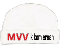 Babymutsje met de tekst: MVV ik kom eraan !