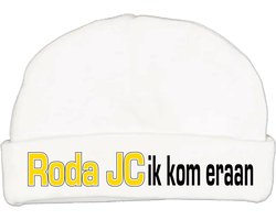 Babymutsje met de tekst: Roda JC ik kom eraan !
