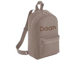Bagbase mini rugtas Taupe met geborduurde naam