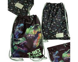 Dinosaurussen Jongensschoentas, schoolschoentas voor LICHAMELIJKE OPVOEDING, trainingstas 34x43 cm