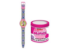Disney Minnie Mouse Kinderhorloge – Analoge Horloge met Silicone Band – In Luxe Blikverpakking – Leuk Cadeau voor Kids
