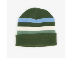 Gebreide jongens muts met teddyvoering groen blauw - 100% Acryl - Extra zacht