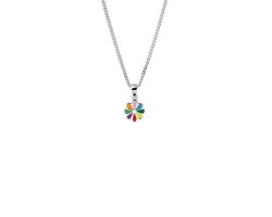 Ketting - Gourmette Collier met bloem - Zilver - 1.4 mm 36 + 4 cm - Gerhodineerd zilver
