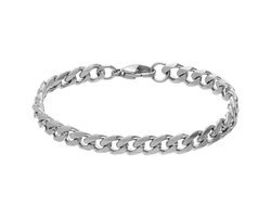 Lucardi - Kinder Stainless steel kinder schakelarmband - Armband - Staal - Zilverkleurig - 16 cm